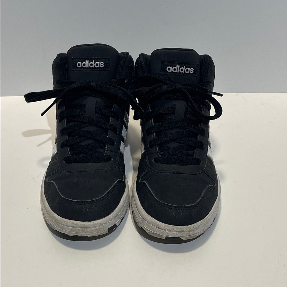 Adidas Black and White High-Top Basketball Sneakers Youth Size 4.5 LHG 029003 - Picture 3 of 9